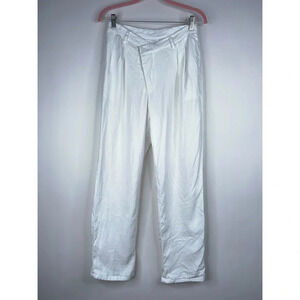 Sabi Swim Resort Wear White Linen Pants Crossover Waist High Rise Lined XS